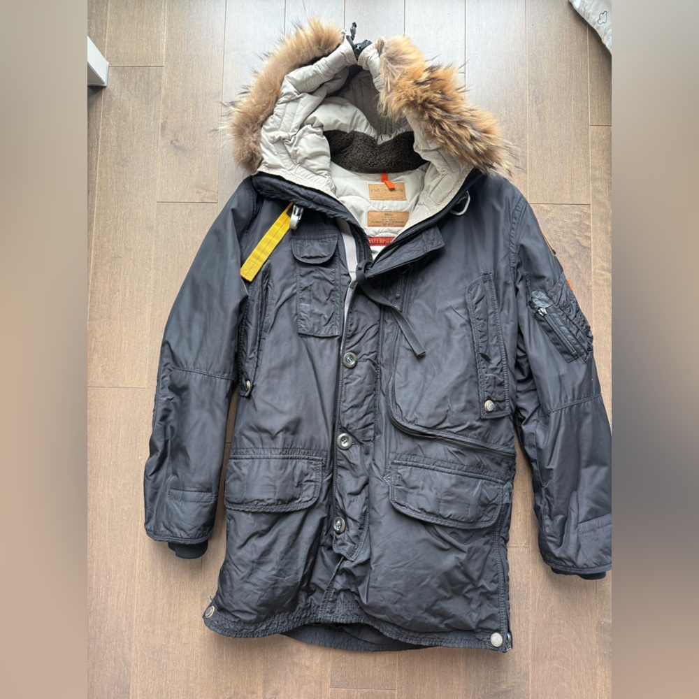 Parajumpers Black Military Parka with Fur Trim- Mens